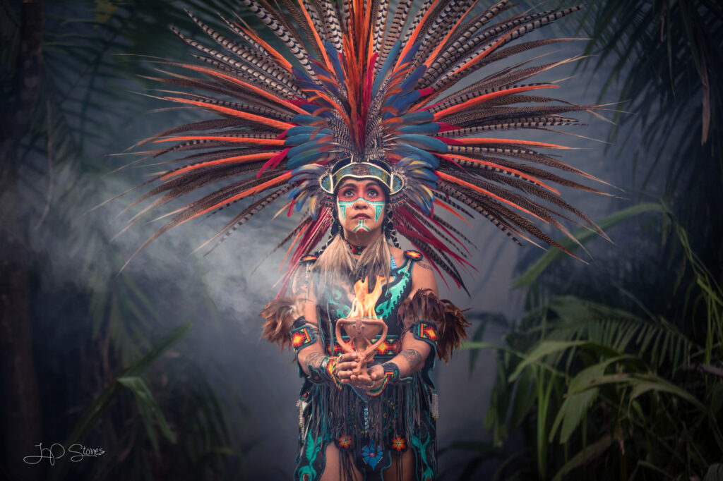 Overcoming Gear Envy Anxiety. Photo of Linda, Mexica Dancer